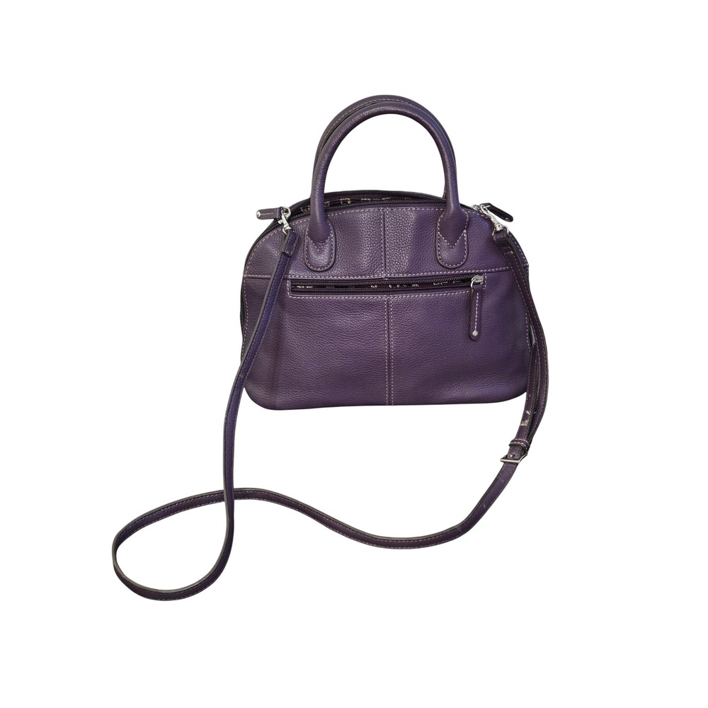 Tignanello Purple Pebbled Leather Dome Satchel Crossbody Bag A215696 Womens